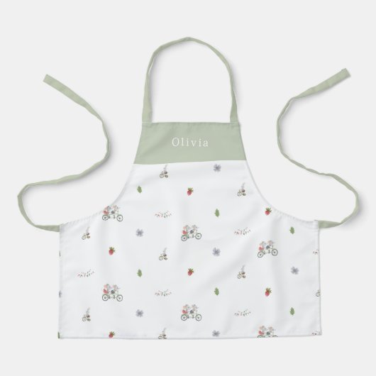 Personalised Spring Mice On A Bike Pattern Apron エプロン (正面)