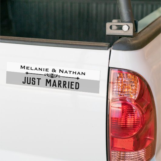 Personalised Stylsh Just Married バンパーステッカー (トラック上)