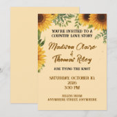 Personalised Sunflower Wedding Invitation | Rustic 招待状 (正面/裏面)