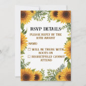 Personalised Sunflower Wedding RSVP Card | Rustic 招待状 (正面)