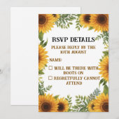 Personalised Sunflower Wedding RSVP Card | Rustic 招待状 (正面/裏面)