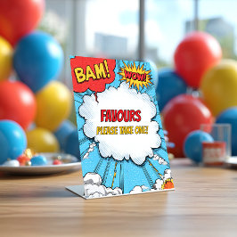 Personalised Superhero Party Favours Pedestal Sign 台座サイン