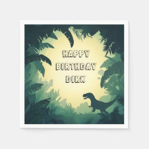 Personalised T-Rex Silhouette Paper Napkin 
