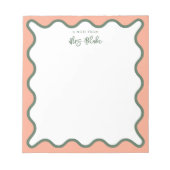 Personalised Teacher Appreciation Whimsical Wavy ノートパッド (正面)
