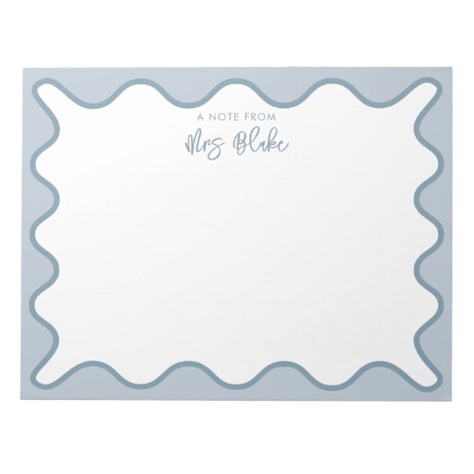 Personalised Teacher Appreciation Whimsical Wavy ノートパッド (正面)