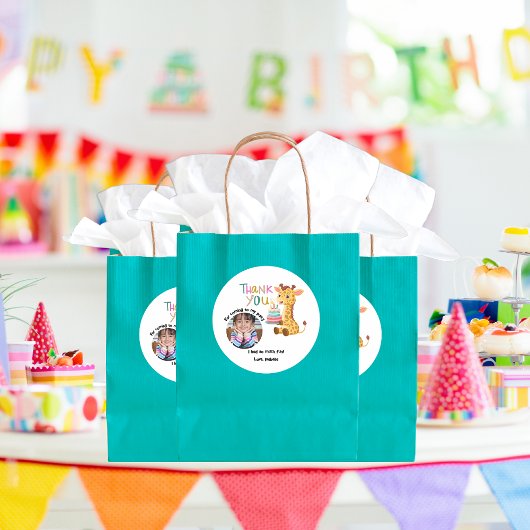 Personalised Thank You - Cute Safari-Animal Themed ラウンドシール