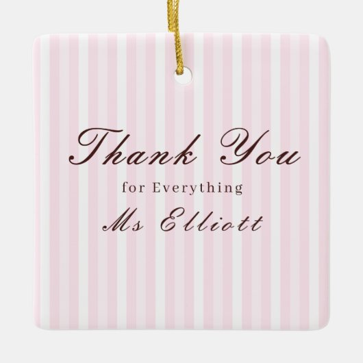 Personalised Thank You Teacher Ornament Pink Mist セラミックオーナメント (正面)