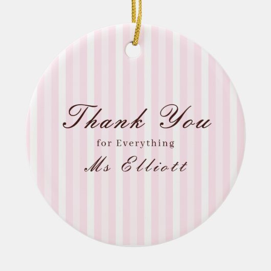 Personalised Thank You Teacher Ornament Pink Mist セラミックオーナメント (正面)