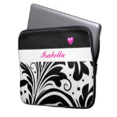 Personalised Trendy Black & White Electronics Bag ラップトップスリーブ (正面左)