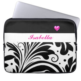 Personalised Trendy Black & White Electronics Bag ラップトップスリーブ