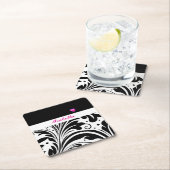 Personalised Trendy Black & White Paper Coaster スクエアペーパーコースター (インサイチュ)
