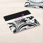 Personalised Trendy Black & White Paper Coaster スクエアペーパーコースター (アングル)