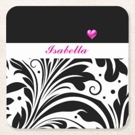 Personalised Trendy Black & White Paper Coaster スクエアペーパーコースター