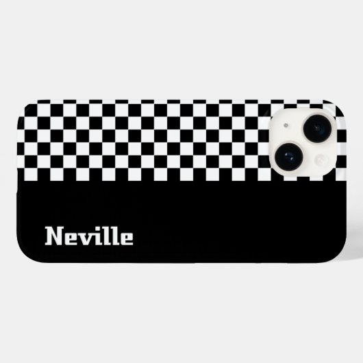 Personalised Two-Tone Checkerboard Case-Mate iPhoneケース (裏面 (横))