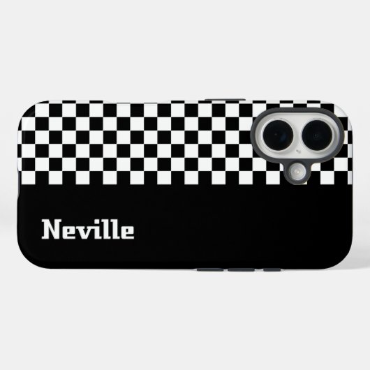 Personalised Two-Tone Checkerboard Case-Mate iPhoneケース (裏面 (横))