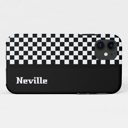 Personalised Two-Tone Checkerboard Case-Mate iPhoneケース (裏面(横))