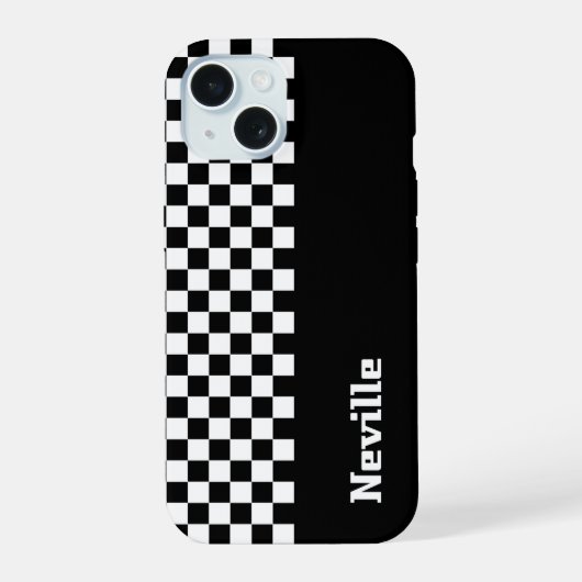 Personalised Two-Tone Checkerboard iPhone 15ケース (裏面)