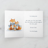 Personalised Watercolour Fox Family Christmas シーズンカード (内部)