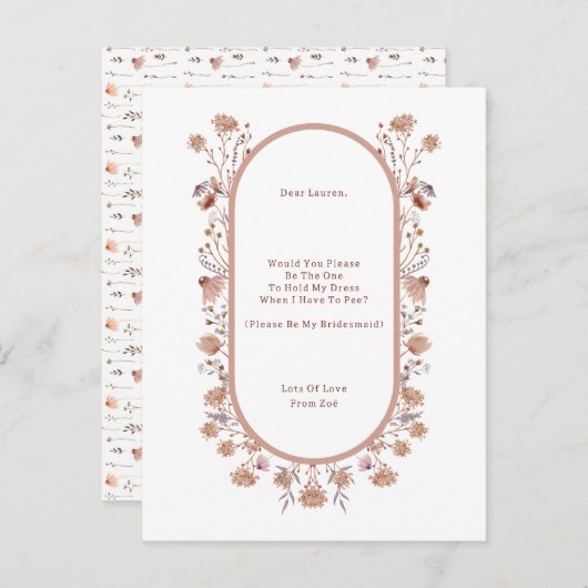 Personalised Wedding Be My Bridesmaid Invitation. ポストカード (正面/裏面)