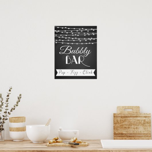 Personalised wedding "Bubbly Bar" chalkboard print ポスター (キッチン)