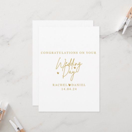 Personalised Wedding Day Card - Happily Ever After 招待状 (正面/裏面インサイチュ)