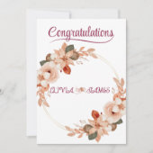 Personalised Wedding Floral Card | Newly Married  招待状 (正面)