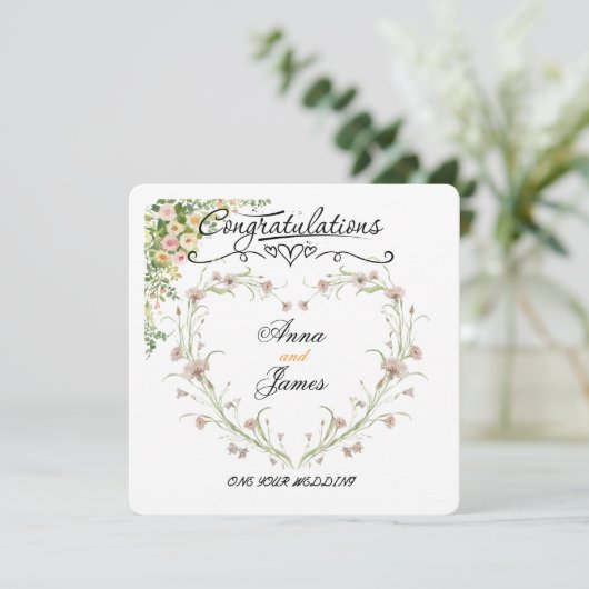Personalised Wedding Floral Card | Newly Married 招待状 (スタンド正面)