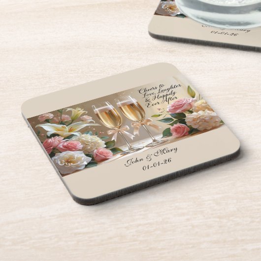Personalised Wedding Hard plastic coaster コースター (左側)