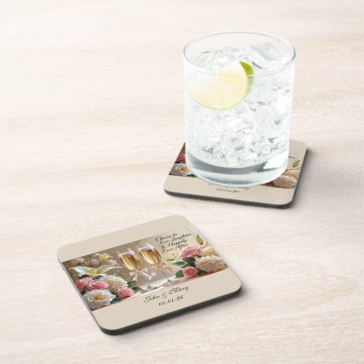 Personalised Wedding Hard plastic coaster コースター (右側)