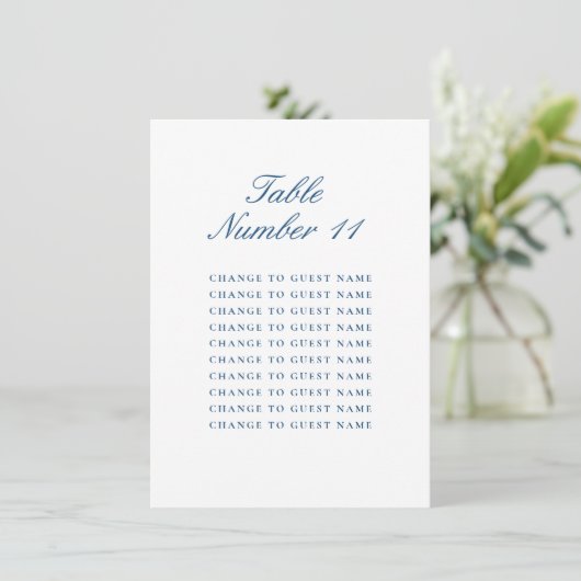 Personalised Wedding Table Number Blue Seating (スタンド正面)