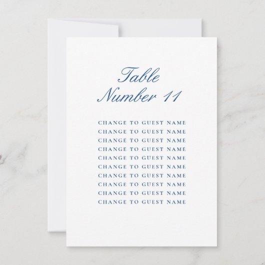 Personalised Wedding Table Number Blue Seating (裏面)