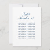 Personalised Wedding Table Number Blue Seating (正面)