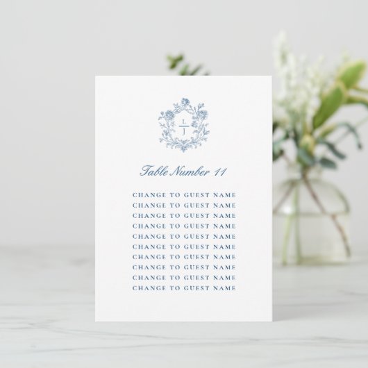 Personalised Wedding Table Number Blue Seating (スタンド正面)