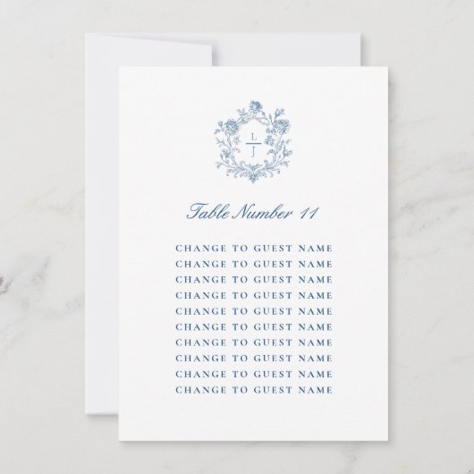 Personalised Wedding Table Number Blue Seating (裏面)
