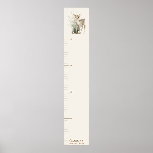 Personalised Woodland Deer Growth Chart ポスター (正面)