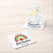 Personalised World's Best Teacher Coaster スクエアペーパーコースター (インサイチュ)