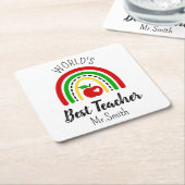 Personalised World's Best Teacher Coaster スクエアペーパーコースター (アングル)