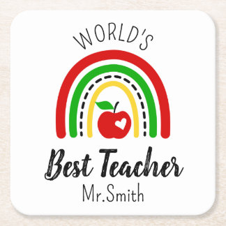 Personalised World's Best Teacher Coaster スクエアペーパーコースター