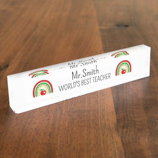 Personalised World's Best Teacher Name Plate デスクネームプレート (側面)