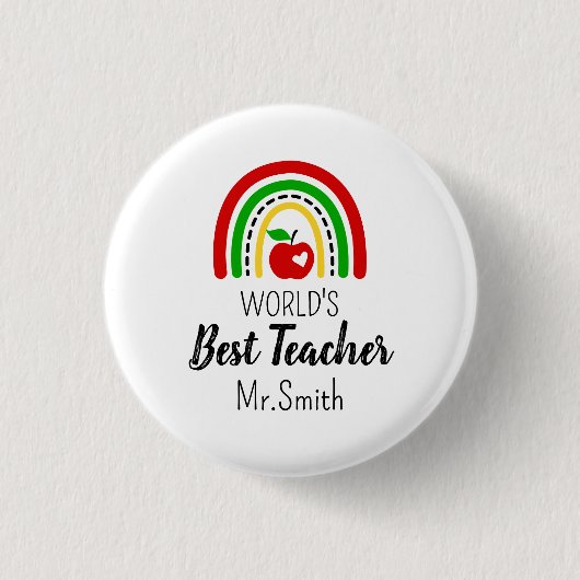 Personalised World's Best Teacher Round badge 缶バッジ (正面)