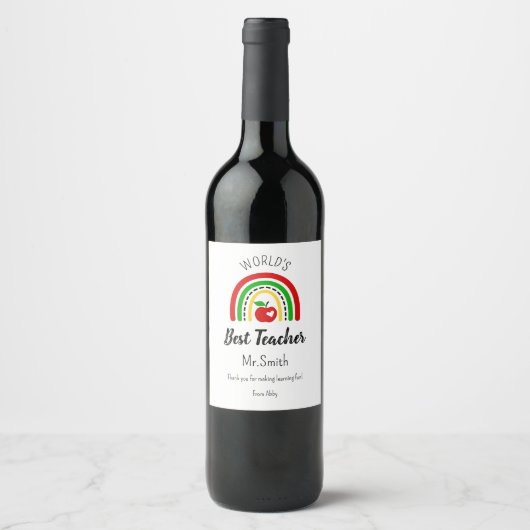 Personalised World's Best Teacher Wine Label ワインラベル (正面)
