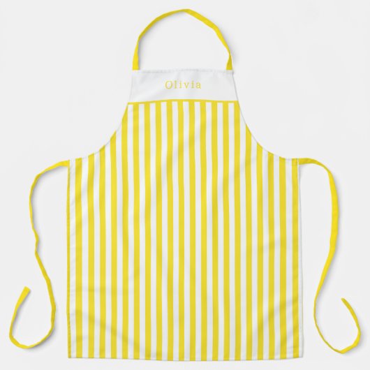 Personalised Yellow And White Stripe Pattern Apron エプロン (正面)