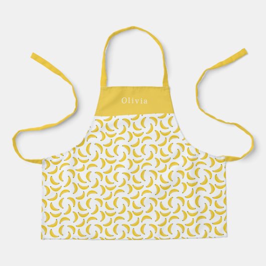 Personalised Yellow Banana Pattern Apron. エプロン (正面)