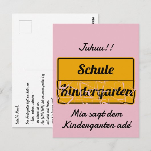 personalisierbar Einschulung mit Schultasche ポストカード (正面/裏面)