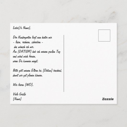 personalisierbar Einschulung mit Schultasche ポストカード (裏面)