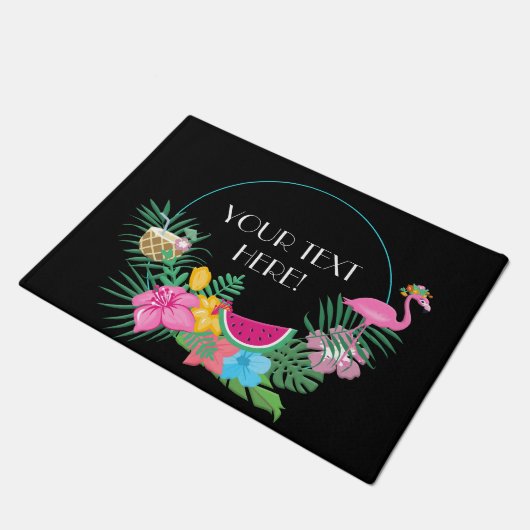 Personalisierbar Flamingo Hawai ドアマット (アングル)