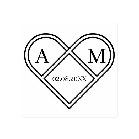 Personalisierbar Monogramm Herz ラバースタンプ (インプリント)