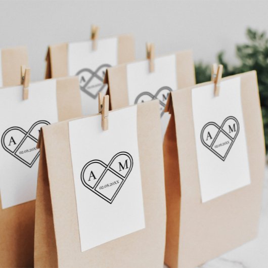 Personalisierbar Monogramm Herz ラバースタンプ