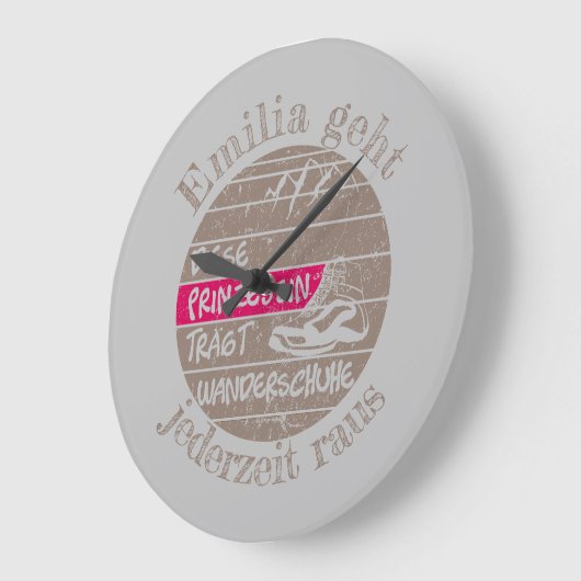 personalisierbar Name Prinzessin Wanderschuhe ラージ壁時計 (傾斜)