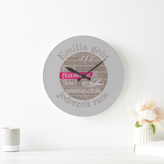 personalisierbar Name Prinzessin Wanderschuhe ラージ壁時計 (ホーム)